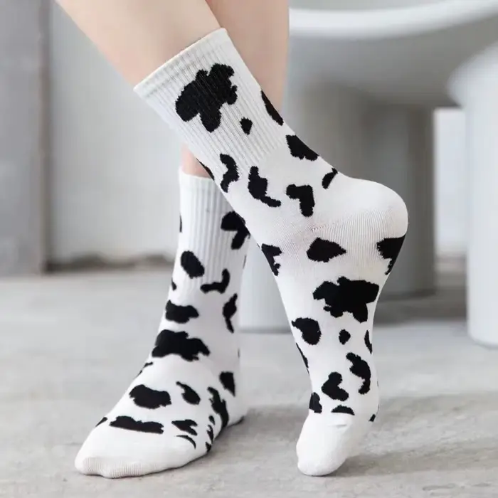 Chaussettes courtes à motif de vache pour femmes, chaussettes de rinçage, chaussettes de planche à r