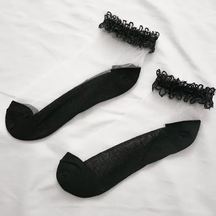 Chaussettes japonaises en dentelle pour femmes, chaussettes à la cheville, style Lolita, mignonnes e
