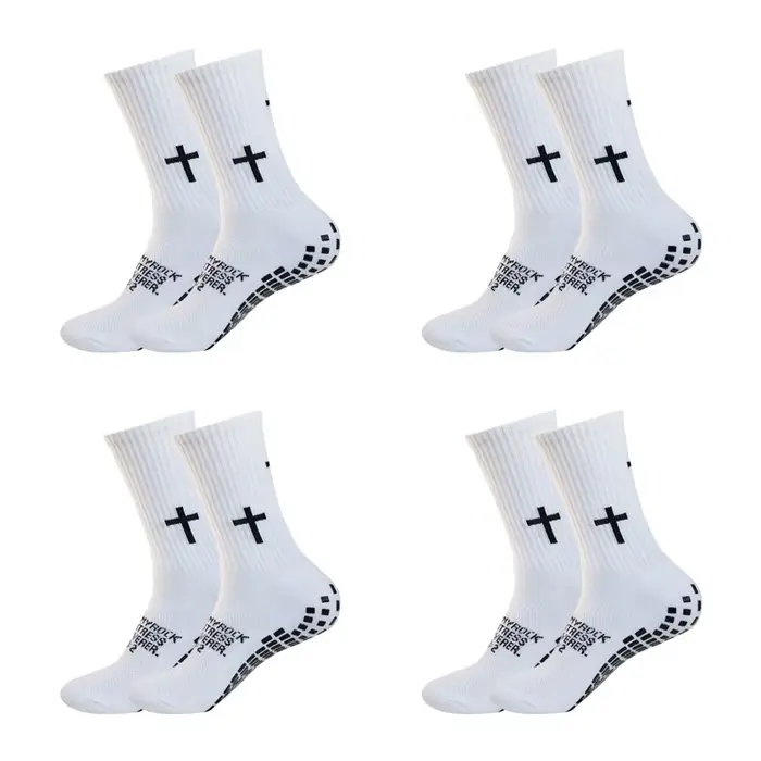 4 paires de chaussettes de Football antidérapantes pour hommes et femmes, chaussettes de Sport à fon