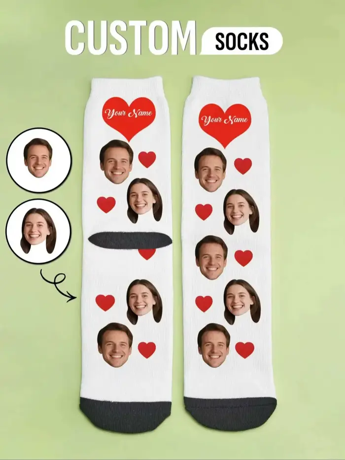 Chaussettes personnalisées avec photo personnalisée, chaussettes amusantes personnalisables avec vot