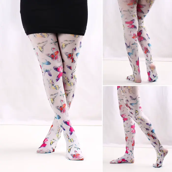 Nouveau Graffiti imprimé collants pour femmes coeurs grille florale rétro collants femme Sexy Stretc