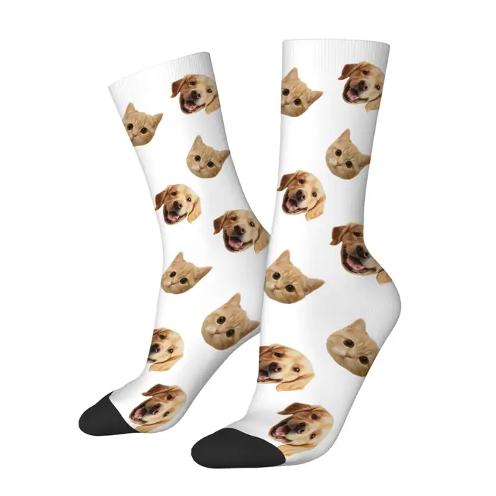 Ensemble de chaussettes personnalisées pour animaux de compagnie, assorties pour les couples, cadeaux personnalisés pour les propriétaires de chiens et de chats, chaussettes amusantes pour hommes impr