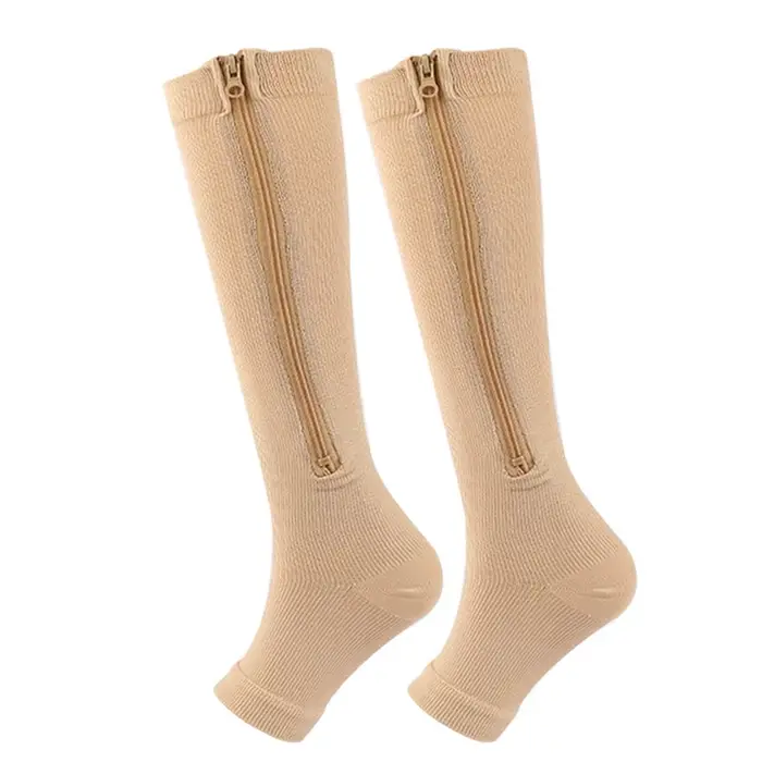 Chaussettes de compression à fermeture éclair pour le soutien des varices, course à pied en plein ai