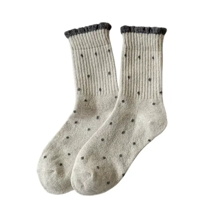 5 paires de chaussettes mi-mollet pour femmes, à pois, longues, style vintage, style dopamine, chaus