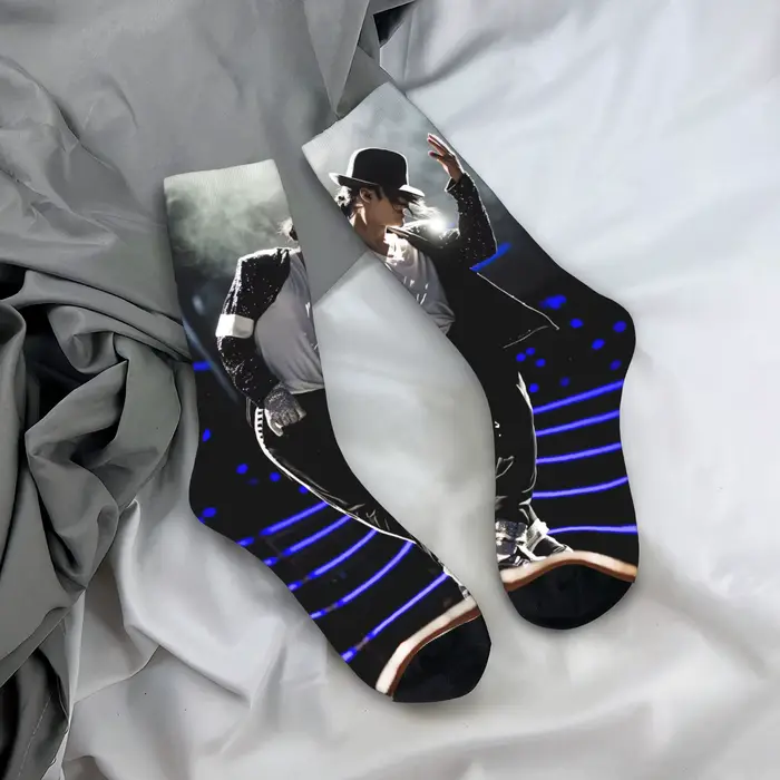 Chaussettes MJ King Of Pop Michael J-jackson, chaussettes d'hiver rétro pour hommes, chaussettes dou