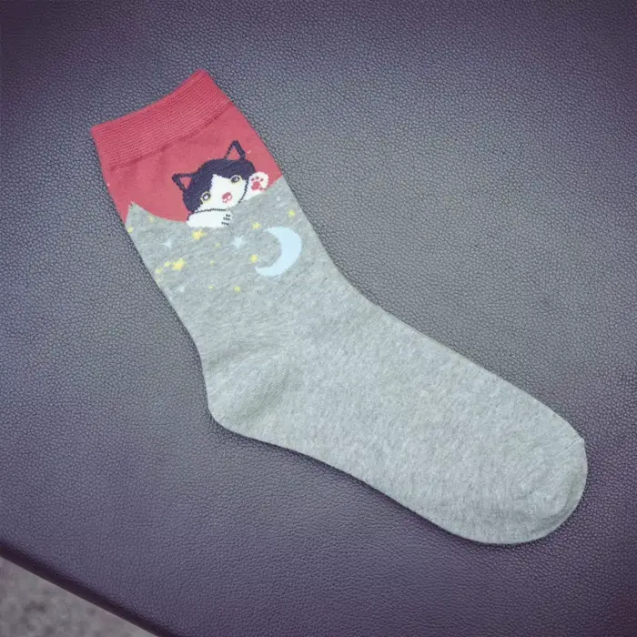 Nouveau hiver printemps chaud doux coton drôle mignon dessin animé chaton chaussettes femmes chat pa