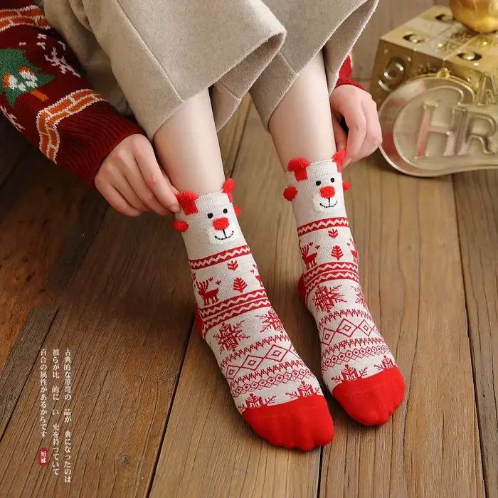 Chaussettes de noël pour enfants, motif Elk, bonhomme de neige, nouvel an