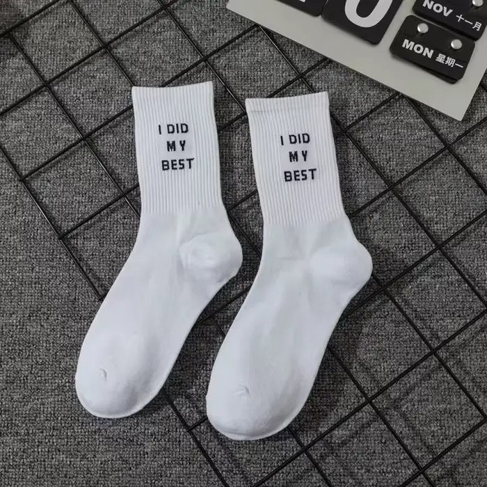 Chaussettes de sport simples pour hommes et femmes, lettres de rue européennes et américaines blanch