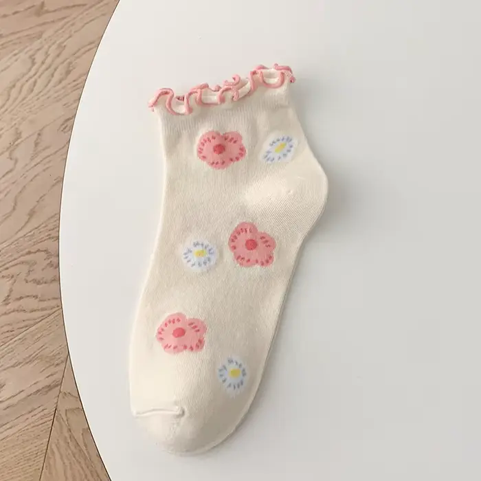 Chaussettes fines à nœud pour femmes, tendance de la mode, solide, document, coton, léger, respirant