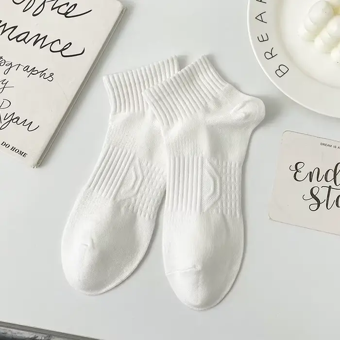 Chaussettes en coton pour hommes, couleur unie, avec Tube bas, maille d'été, chaussettes courtes res