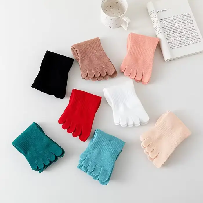 1 paire de chaussettes pour femmes en coton biologique à cinq doigts