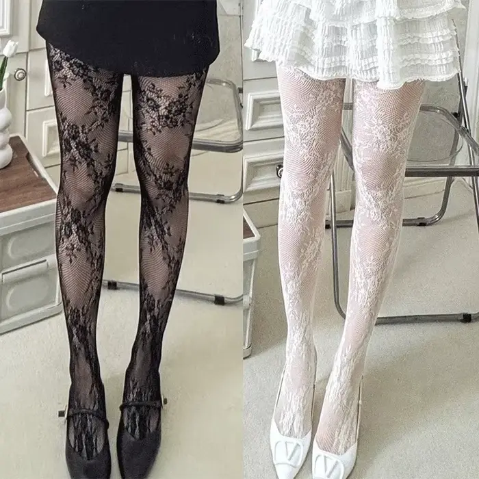 Lolita – collants floraux Style Punk pour filles
