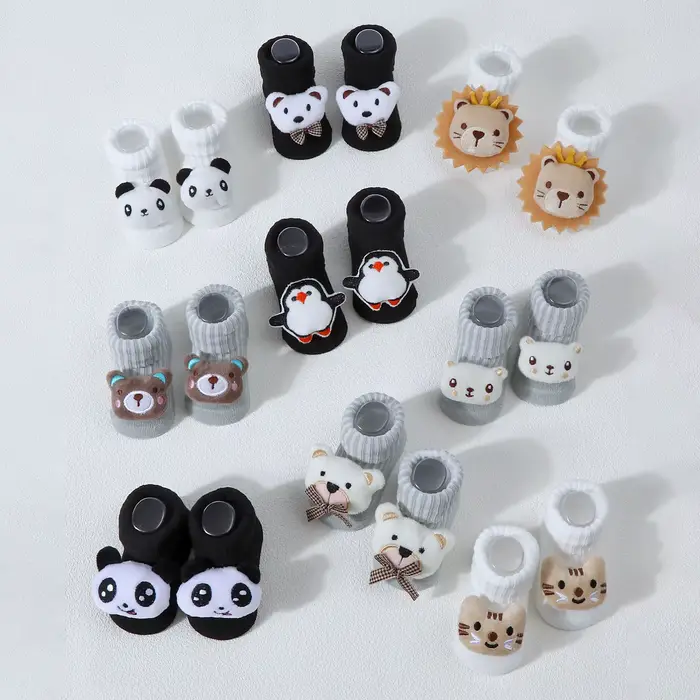 Nouveau bébé dessin animé chaussettes tricotées ours mignon nouveau-né doux solide anti-dérapant Prewalker chaussette pour fille garçon infantile tricot chaussettes de sol