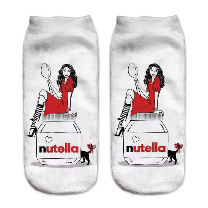 Nouvelles chaussettes amusantes imprimées en 3D, motif mignon « Nutella », chaussettes unisexes, ten