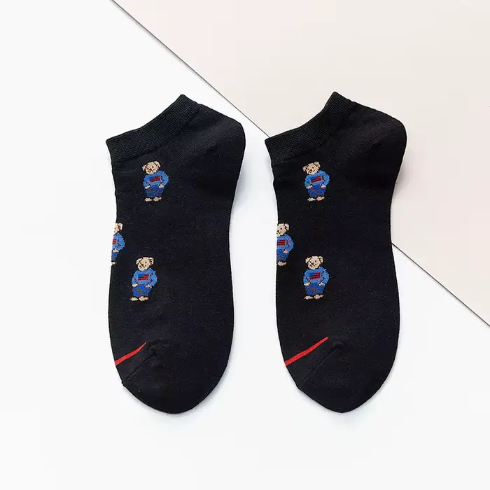 Chaussettes courtes respirantes en coton pour hommes, dessin animé, gentleman, taille unique, Haraju