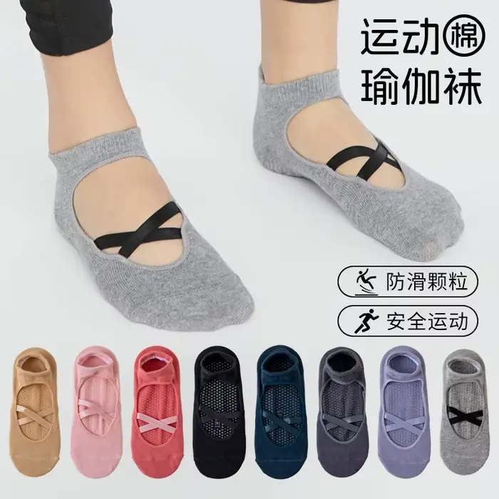 Chaussettes de Yoga professionnelles en Silicone pour femmes, antidérapantes, pour Ballet, Pilates, dos nu, respirantes, à bandes, pour sport de danse