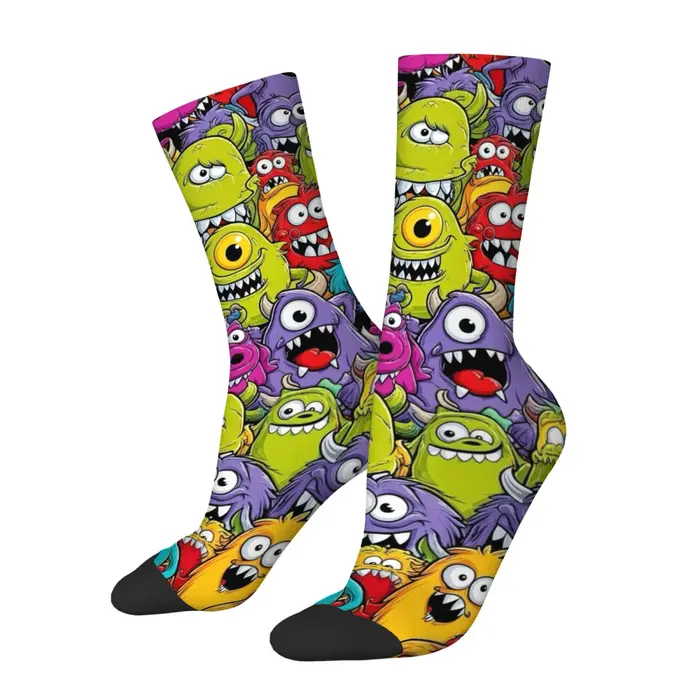 Chaussettes pour hommes motif monstre mignon de dessin animé