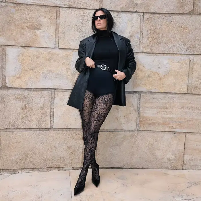 Collants en dentelle bordeaux pour femmes, motif Floral, taille haute, élégant, Streetwear, bas tran