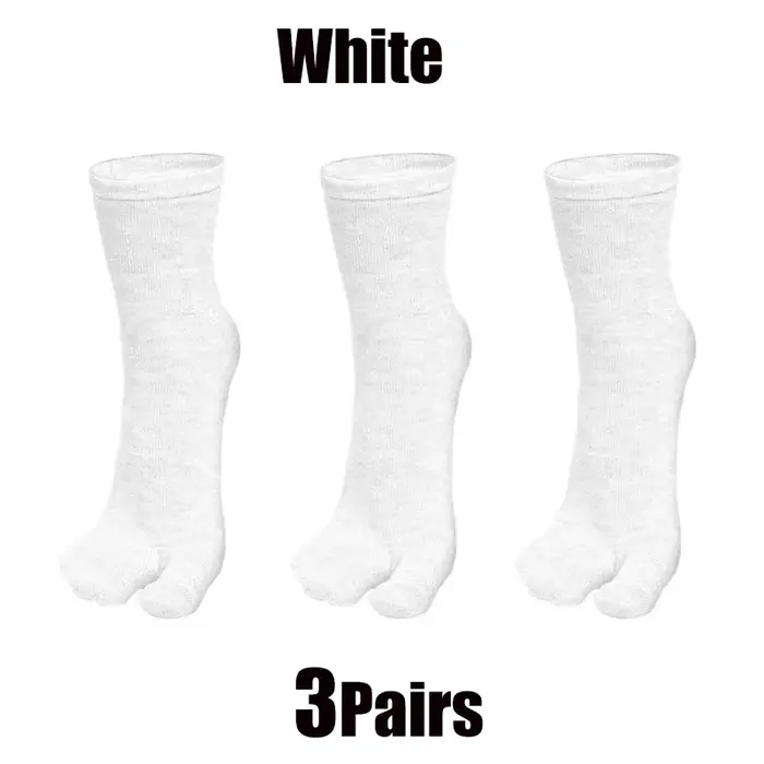 3/6 paires de chaussettes Tabi pour hommes et femmes, style japonais tendance, en coton uni, chausse