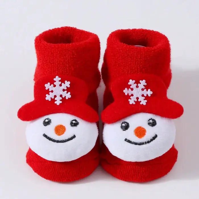 Chaussettes pour enfants pour filles et garçons, antidérapantes, en coton imprimé, chaussettes de noël pour nouveau-nés, vêtements courts pour nourrissons