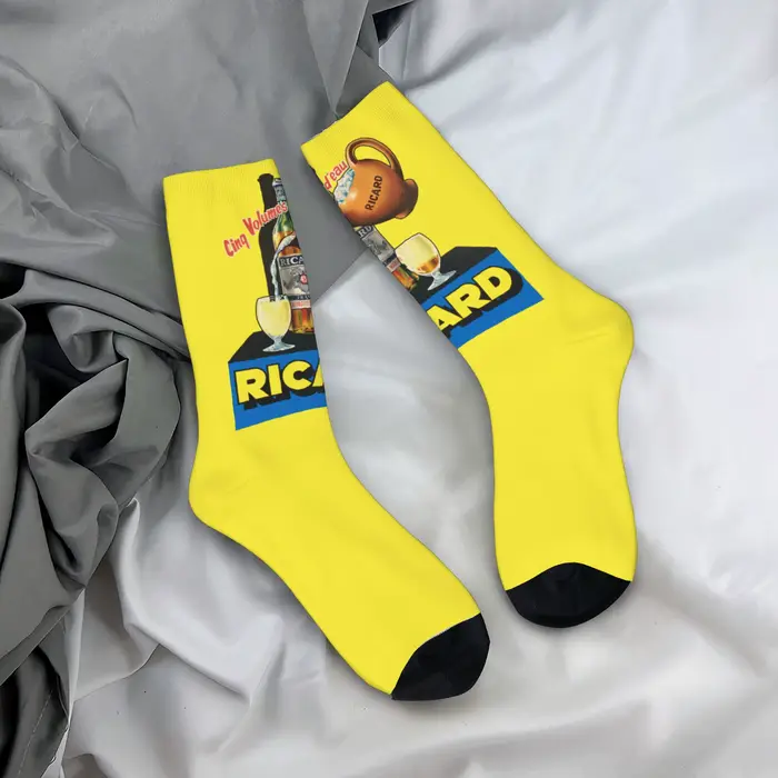 Chaussettes personnalisées Ricard pour hommes, chaussettes unisexes à la mode imprimées en 3D