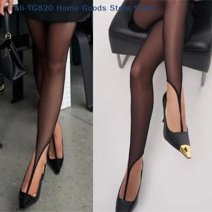 Collants sans pieds pour femmes [TG820] avec boucle à l'orteil, bas noirs élégants pour le bureau, c