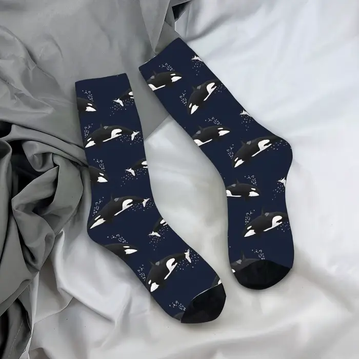 Orca - Sea Life Pattrn chaussettes bas drôles femmes hommes chaussettes d'escalade moyennes douces m