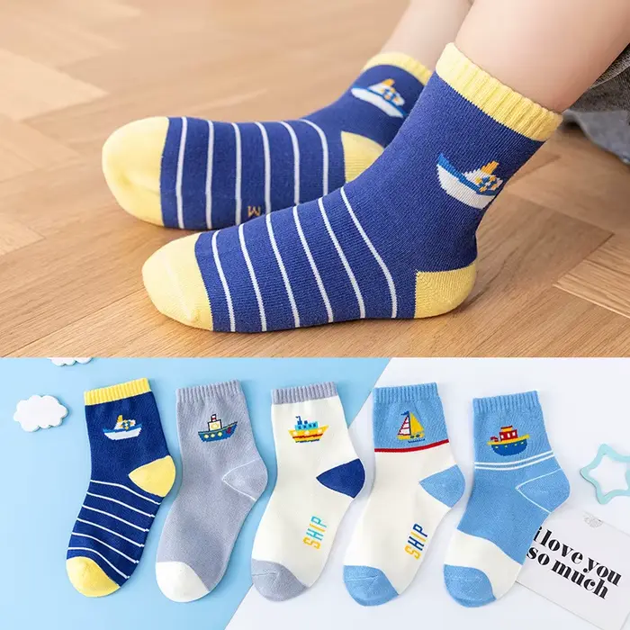 5 paires de chaussettes pour bébés enfants, chaussettes de printemps et d'automne avec animaux de de