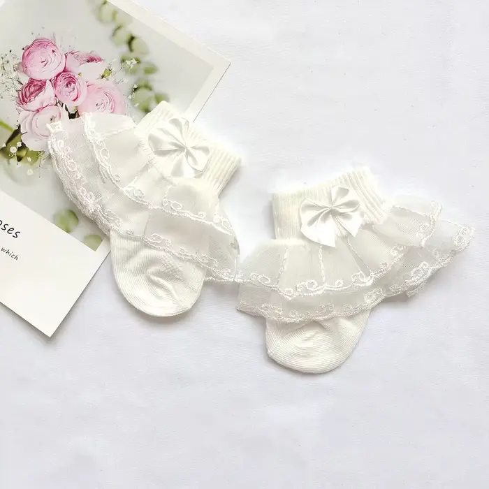 Chaussettes en dentelle pour nouveau-né, chaussettes de rinçage pour filles, chaussettes en coton po
