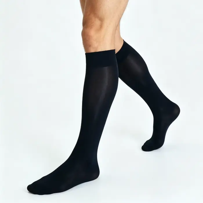 CLEVER-MENMODE Sexy robe d'affaires chaussettes hommes pure Tube moyen huile brillant bas Ultra mince chaussettes été voir à travers