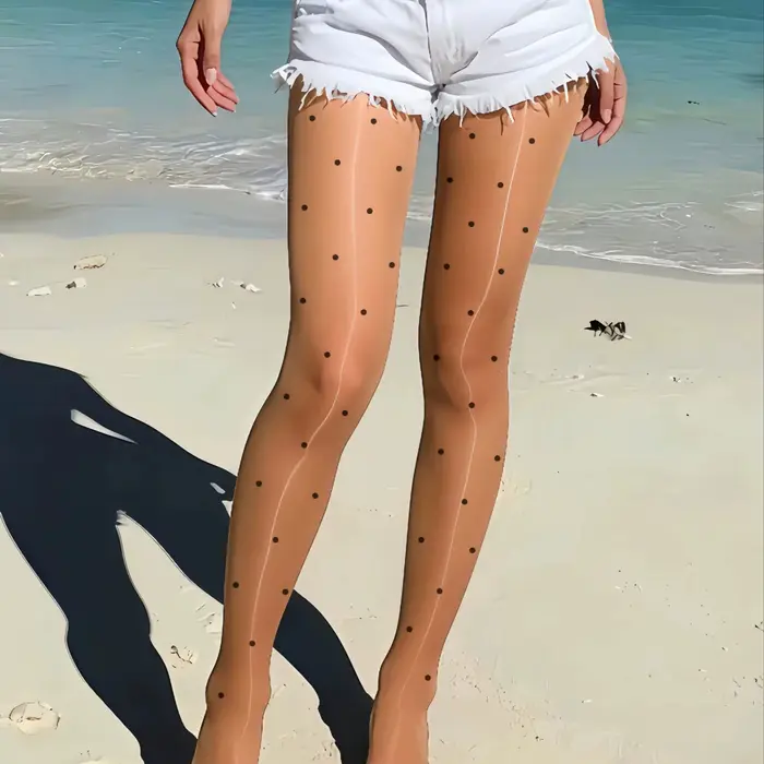 Collants noirs à pois pour femmes, très extensibles, sexy et élégants, bas de contention tendance po