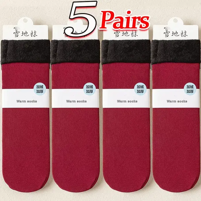 Smile Optics-Chaussettes de sol épaisses en velours pour femmes, tube moyen, solide, sol de document