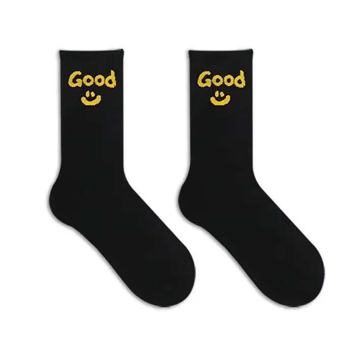 Chaussettes Drew House American Streetwear avec visage de personnage de dessin animé et lettres, pou