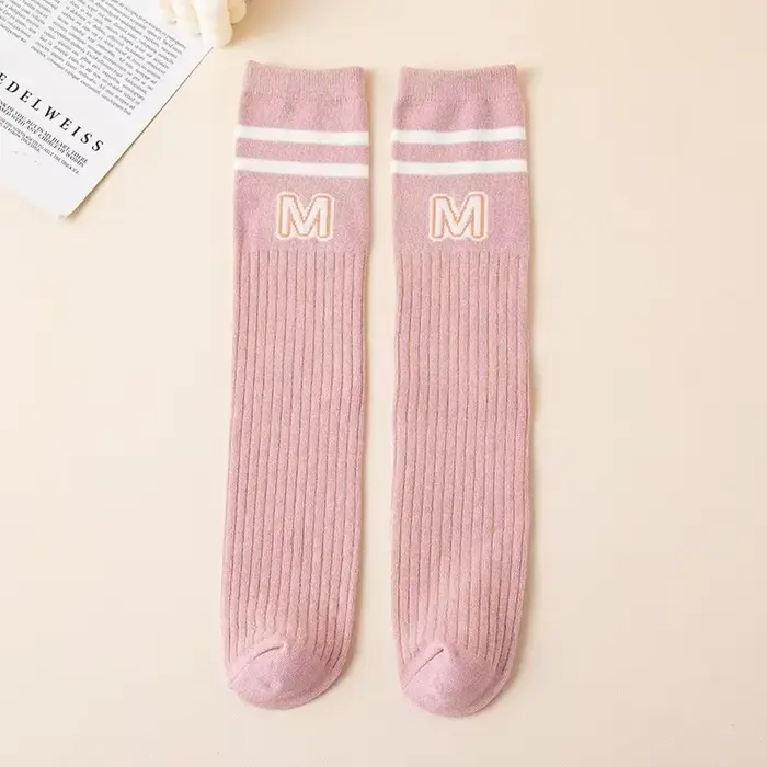 Chaussettes d'école pour enfants, garçons et filles, mode lettre M, chaussettes hautes pour tout-pet