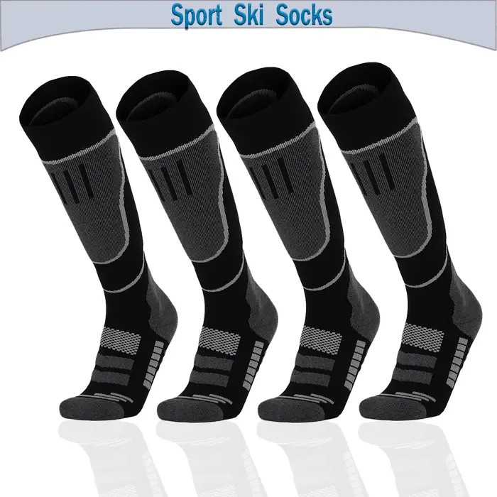 YANBIGUO 2 paires de chaussettes de Ski en laine, chaussettes chaudes thermiques jusqu'aux genoux po