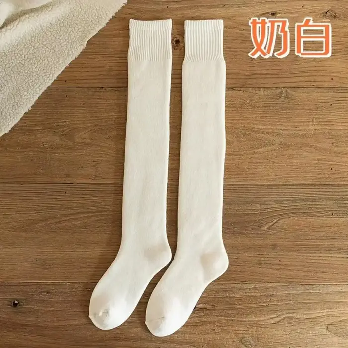 Chaussettes hautes en cachemire pour femmes, doublure pelucheuse, bonneterie d'hiver confortable, couvre-jambes, chaussettes au-dessus du genou, bas chauds et épais, best-seller