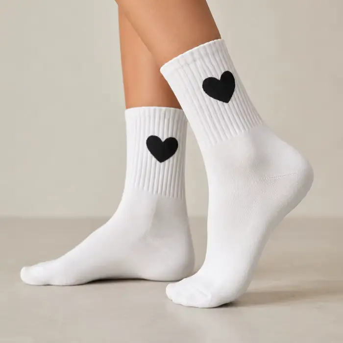 Chaussettes mi-hautes côtelées blanches pour femme
