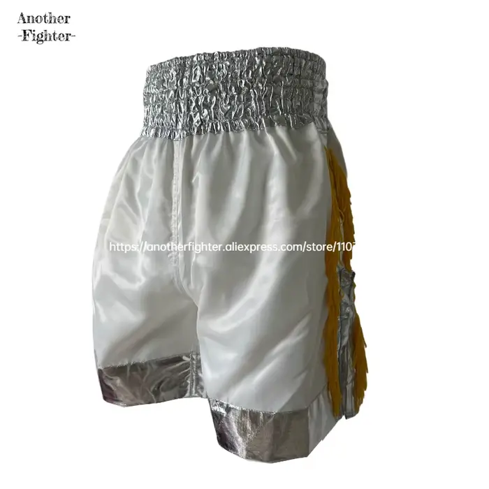 Short Muay Thai short de boxe uni hommes femmes enfants glands dorés Kickboxing Cage short de combat solide vêtements d'arts martiaux