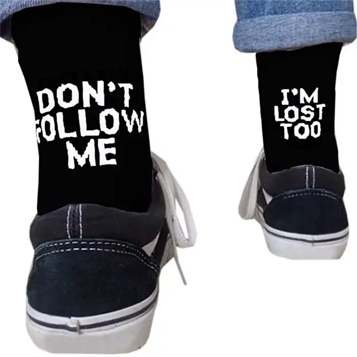 Chaussettes amusantes en coton pour hommes, motif « NE ME SUIVEZ PAS, JE SAISSISSENT MOI AUSSI », le