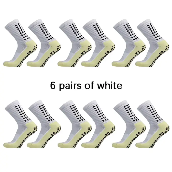 6 paires de chaussettes de sport classiques antidérapantes avec points adhésifs, chaussettes de foot