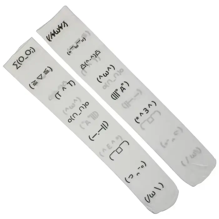 Kawaii chaussette Expression blanc Graffiti lettre imprimer chaussettes longues Harajuku sur genou c