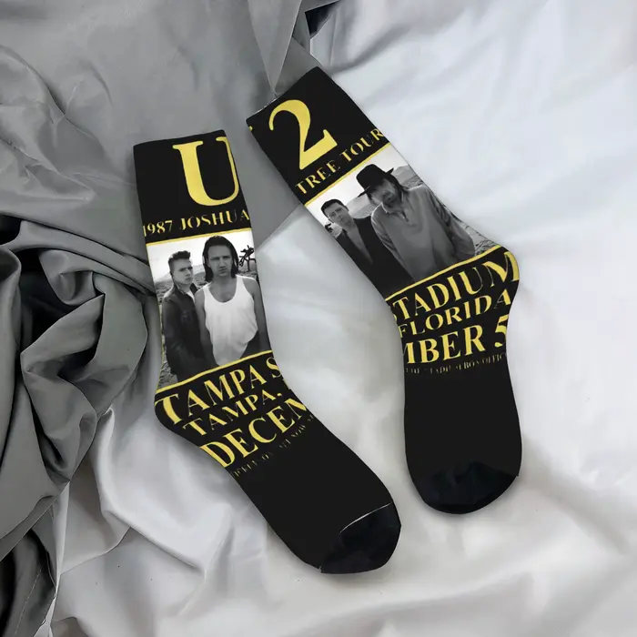 Chaussettes vintage U2 des années 90, chaussettes à motif Kawaii, chaussettes antidérapantes d'autom