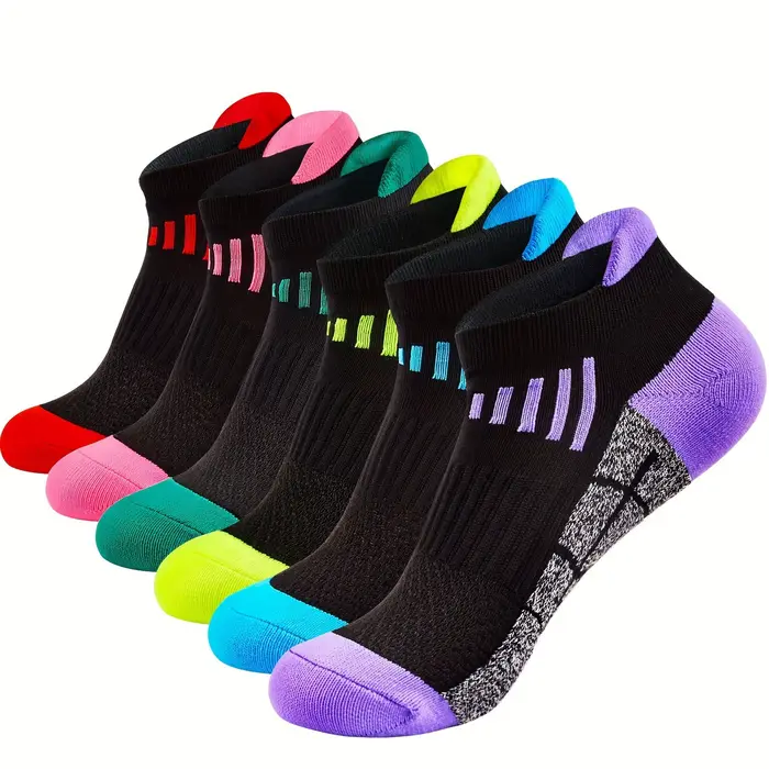 6 paires de chaussettes de compression de sport pour femmes – Chaussettes basses respirantes évacuan