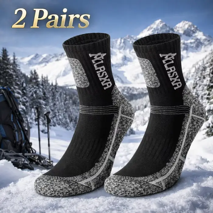 2 paires de chaussettes thermiques d'hiver pour hommes