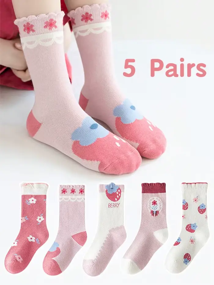 5 paires de chaussettes pour filles qui peuvent être portées au printemps et en été, chaussettes pou