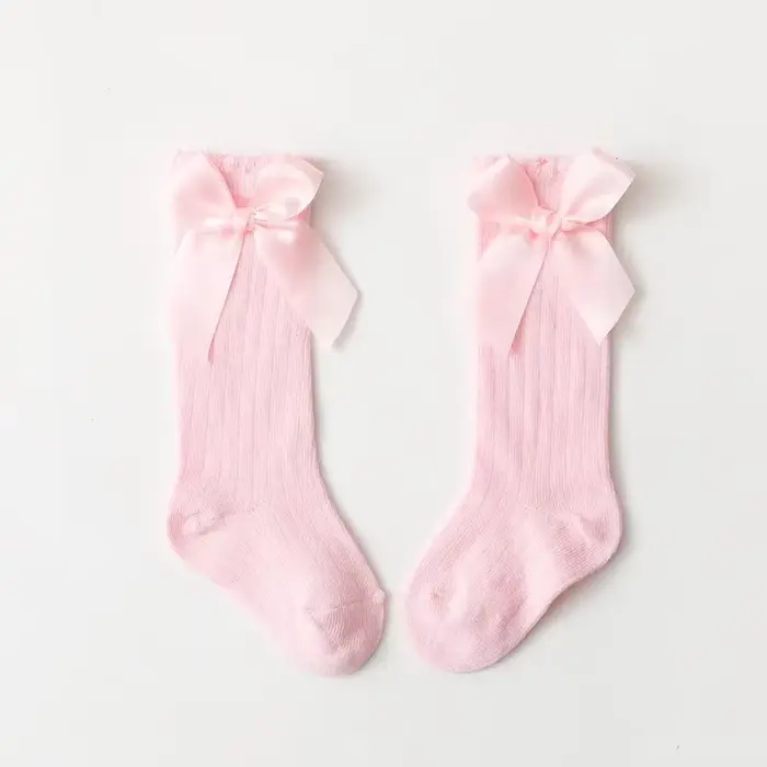 Chaussettes à gros nœud pour bébé, accessoires pour enfants, nouveau-né, couleur unie, bas mi-hauteu
