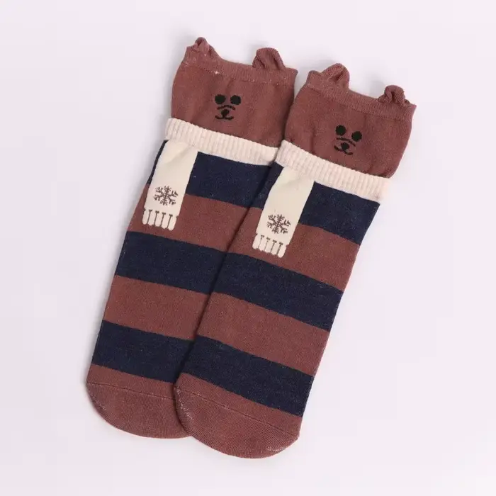 Chaussettes coréennes pour femmes, motif Animal de dessin animé Kawaii, en coton de haute qualité, m