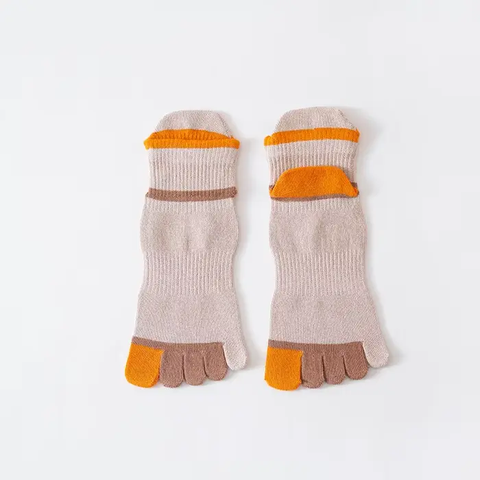 5 paires de chaussettes de cheville à cinq doigts pour enfants, en pur coton, couleur vive, désossée