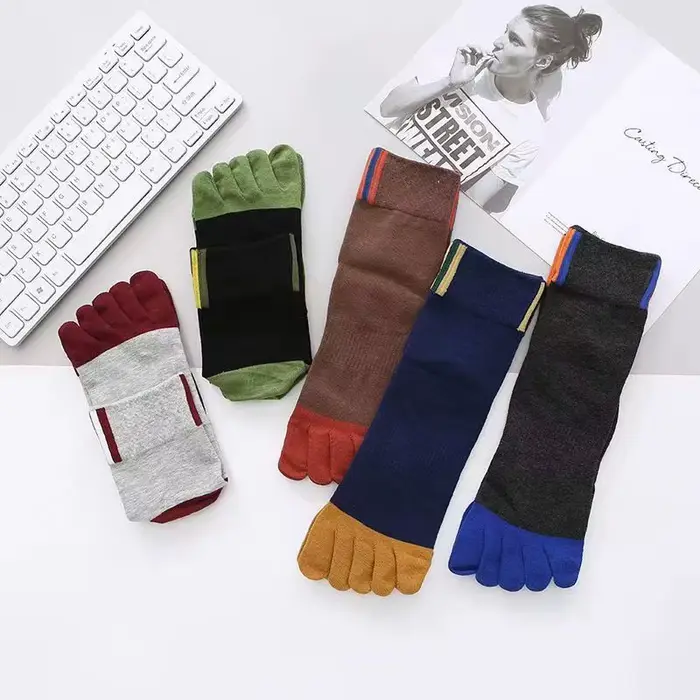 5 paires de chaussettes décontractées en coton à cinq orteils pour hommes, chaussettes de sport resp