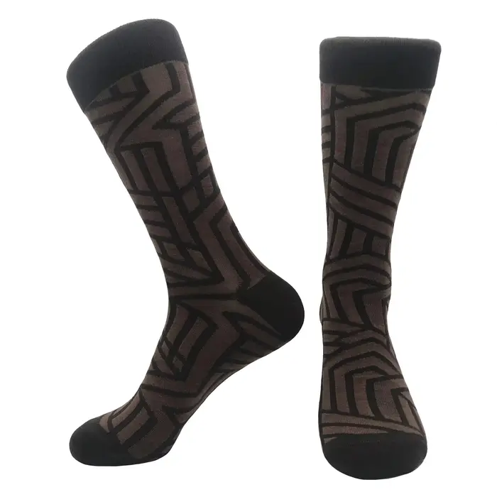 Chaussettes Tridimensionnelles Amusantes en Coton Peigné pour Homme, Motif Diamant Argyle, Tube Géom